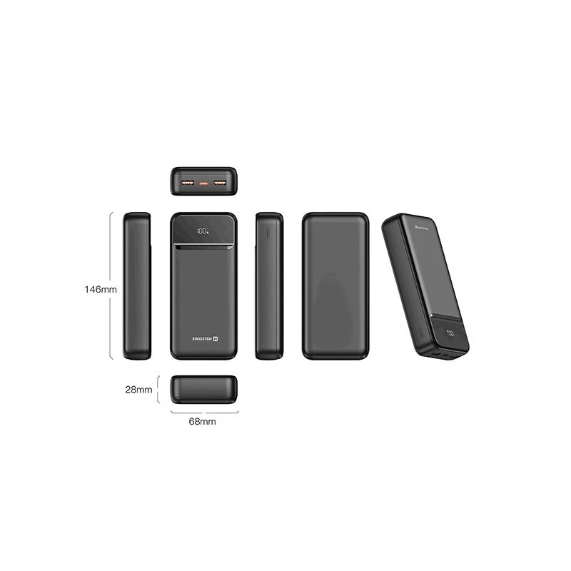 SWISSTEN Powerbank 20000 mAh 22,5W POWER LINE II Li-Pol 5/9/12V USB-C USB-A (220 139 47)