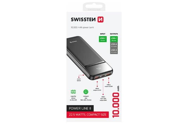 SWISSTEN Powerbank 10000 mAh 22,5W Power bank USB-C USB-A (220 139 46)