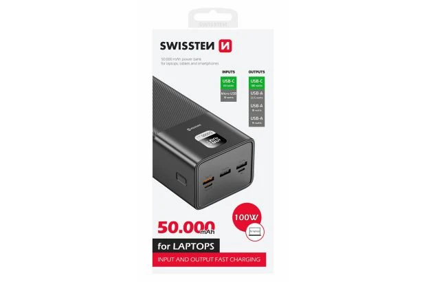 SWISSTEN Powerbank 50000 mAh 3x USB-A USB-C 100W do telefonów laptopów (220 139 42)