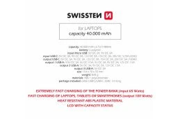 SWISSTEN Powerbank 40000 mAh 3x USB-A USB-C 100W mocny DO LAPTOPA (220 139 41)