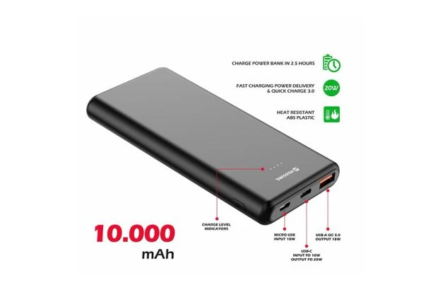 SWISSTEN Powerbank 10000 mAh POWER LINE Li-Pol, 5/9/12V microUSB, USB-A (220 139 12)