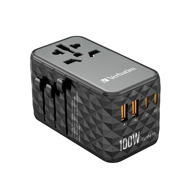 Verbatim, Uniwersalny adapter podróżny UTA-06 USB-C PD QC 4+ USB-A QC 100 W (Verbatim 32121)