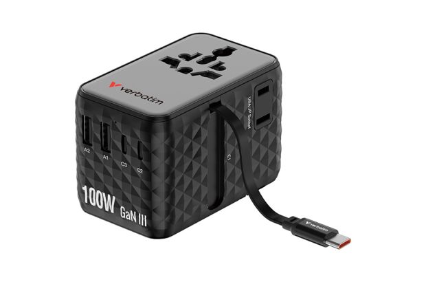 Verbatim Adapter podróżny EU/UK/US GaN 2xUSB-C/2xUSB-A/1xUSB-C PD 100W (Verbatim 30191)