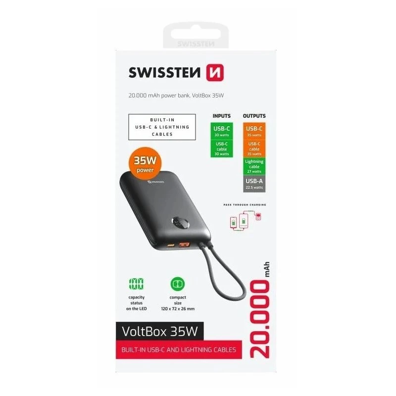 SWISSTEN Powerbank 20000mAh USB-C + USB-A 35W (220 139 37)
