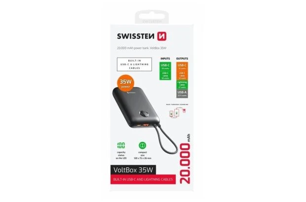 SWISSTEN Powerbank 20000mAh USB-C + USB-A 35W (220 139 37)