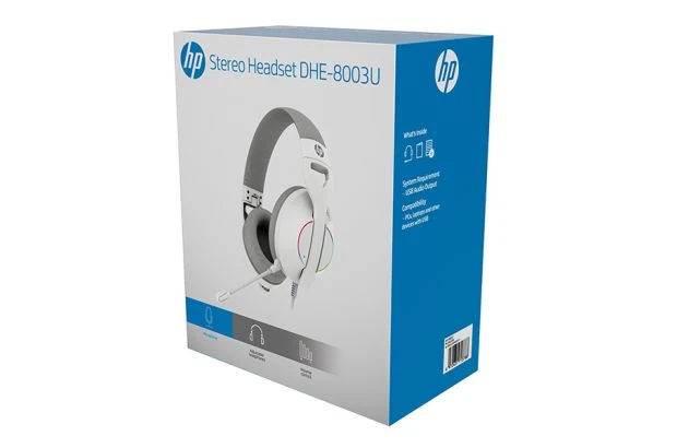 Słuchawki z mikrofonem HP DHE-8003U przewodowe białe 7.1 podświetlenie USB (DHE-8003U)