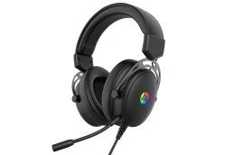 Słuchawki z mikrofonem HP DHE-8005N przewodowe czarne podświetlenie 3.5 mm jack + USB (DHE-8005N)