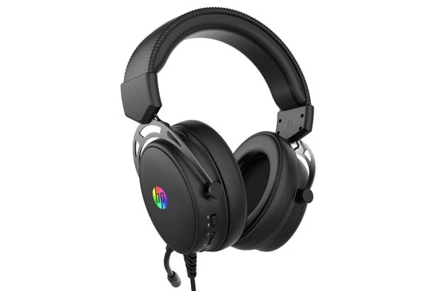 Słuchawki z mikrofonem HP DHE-8005N przewodowe czarne podświetlenie 3.5 mm jack + USB (DHE-8005N)