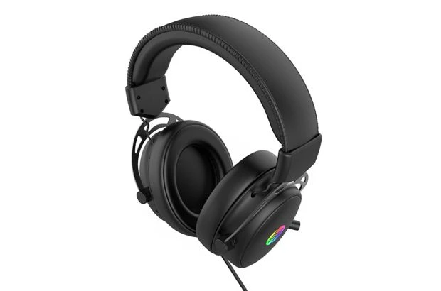 Słuchawki z mikrofonem HP DHE-8005N przewodowe czarne podświetlenie 3.5 mm jack + USB (DHE-8005N)