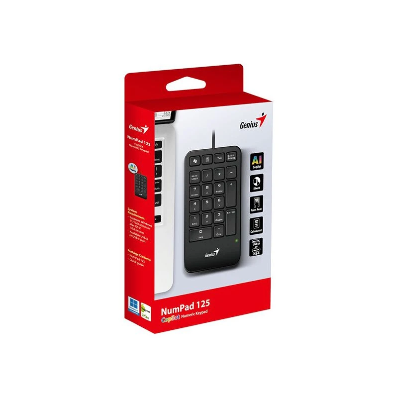 Klawiatura numeryczna przewodowa czarna Genius NumPad 125 Copilot