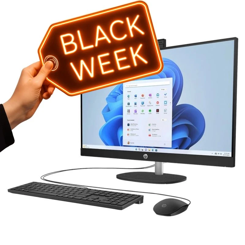 Komputer AIO HP 27-cr0038na / A4GF9EA / AMD Ryzen 5 / 16GB / SSD 1TB / Radeon / FullHD / Win 11 / Czarny