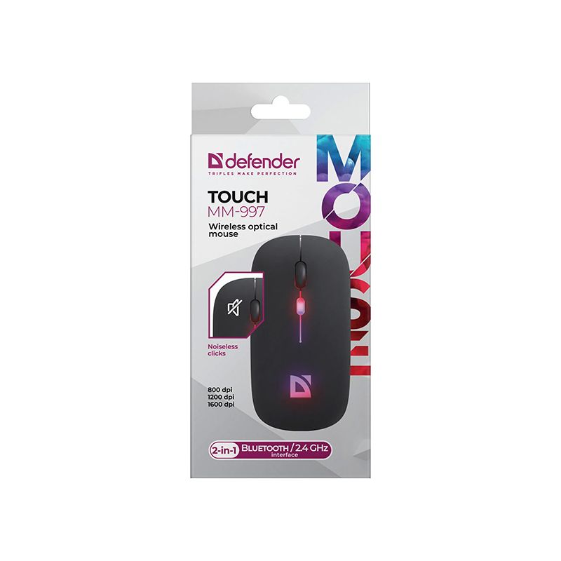 Mysz bezprzewodowa Defender TOUCH MM-997 czarna 1600DPI