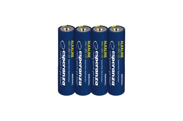 Baterie alkaliczne Esperanza typu AAA (R3/LR3/LR03) 4szt ZGRZEWKA (EZB117)