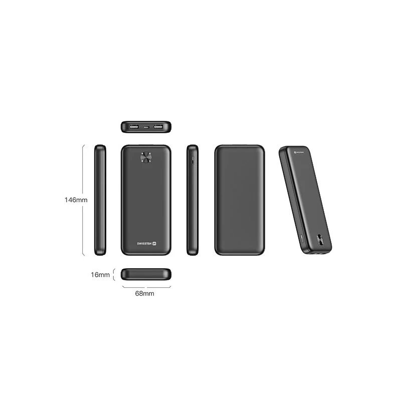 SWISSTEN Powerbank 30000 mAh 22,5W POWER LINE II Li-Pol 5/9/12V USB-C 2xUSB-A (220 139 48)