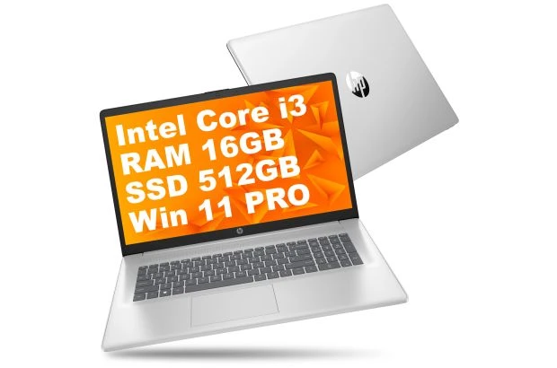 Laptop HP 17-cn0003dx / 7E497UA / Intel Core i3 / 16GB / 512GB / Intel UHD / HD+ / Win 11 Pro / Srebrny
