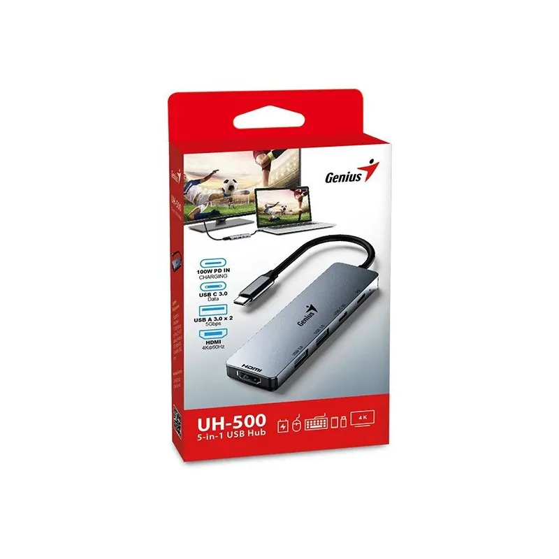 Stacja dokująca Genius UH-500 USB-C, 2xUSB 3.0 1x HDMI 2xUSB-C,PD 100W