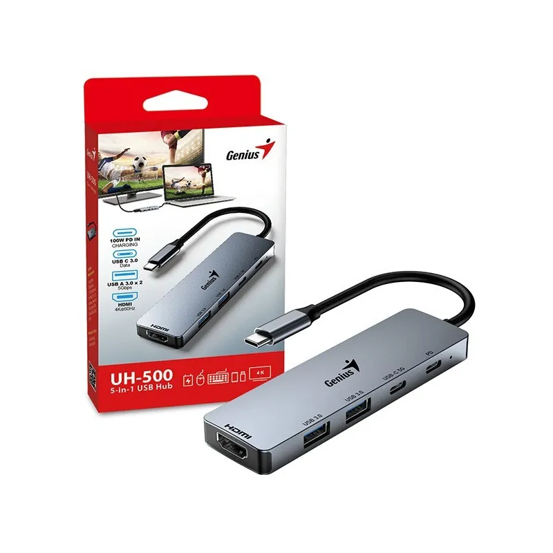 Stacja dokująca Genius UH-500 USB-C, 2xUSB 3.0 1x HDMI 2xUSB-C,PD 100W