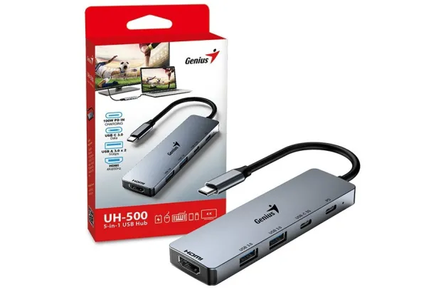 Stacja dokująca Genius UH-500 USB-C, 2xUSB 3.0 1x HDMI 2xUSB-C,PD 100W