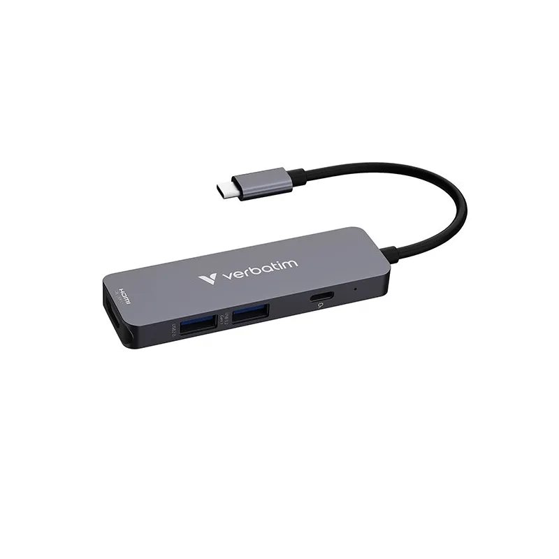 Stacja dokująca Verbatim USB-C 32155 szara USB-C PD USB-A 3.2 Gen 1 USB-A 2.0