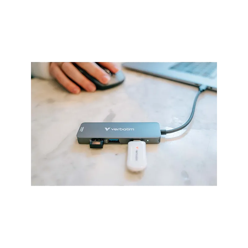 Stacja dokująca Verbatim USB-C 32155 szara USB-C PD USB-A 3.2 Gen 1 USB-A 2.0