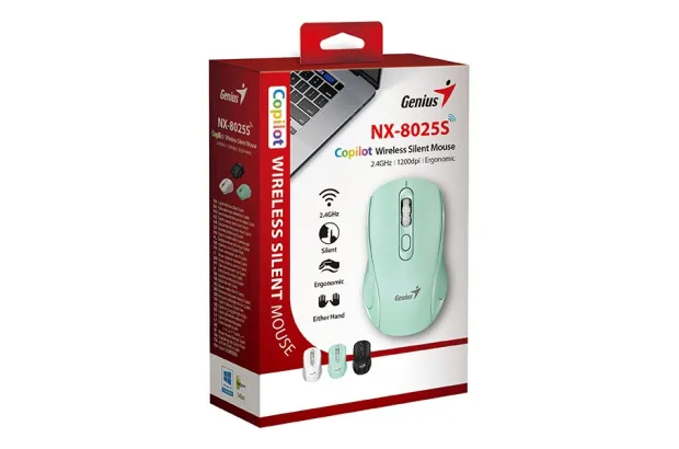 Mysz bezprzedowa Genius NX-8025S zielona 1200DPI cichy klik