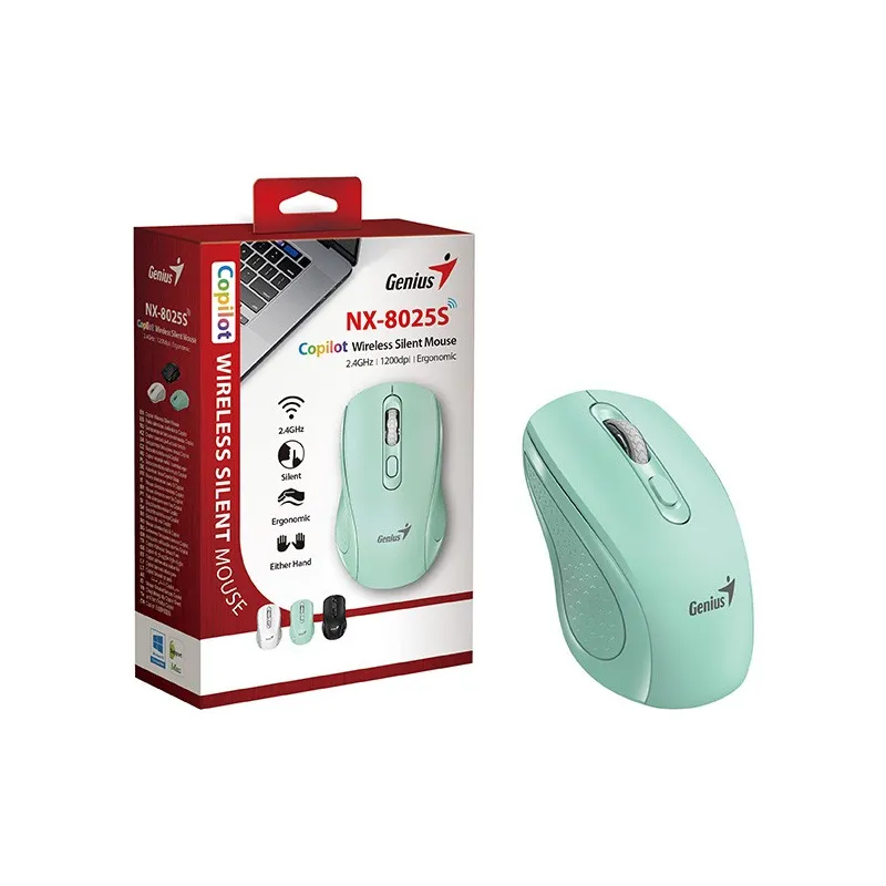 Mysz bezprzedowa Genius NX-8025S zielona 1200DPI cichy klik