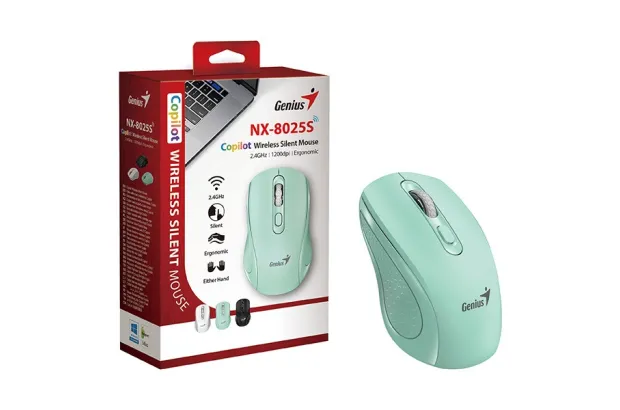 Mysz bezprzedowa Genius NX-8025S zielona 1200DPI cichy klik