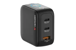 Ładowarka GaN Verbatim z wyświetlaczem 2xUSB-C 1xUSB-A 65W wtyczki EU UK US