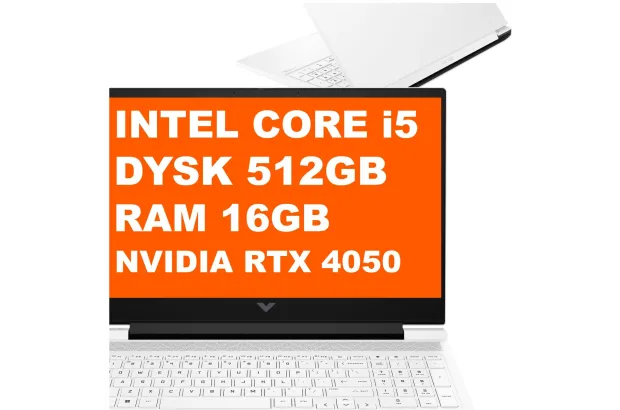 Laptop Gamingowy HP Victus 16T-R100 / C7TK7U8 / Intel i5 / 16GB / 512GB / RTX 4050 / FullHD / Win 11 / Biały