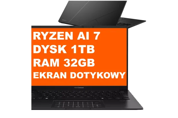 Laptop Asus ZenBook UM3406KA-WS79T / AMD Ryzen AI 7 / 32GB / 1TB / Radeon 860M / OLED / Dotyk / Win 11 / Czarny