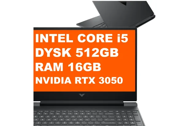 Laptop Gamingowy HP Victus 15-fa2700ca / B96JBUA / Intel Core i5 / 16GB / 512GB / RTX 3050 / 144Hz / FullHD / Win 11 / Czarny