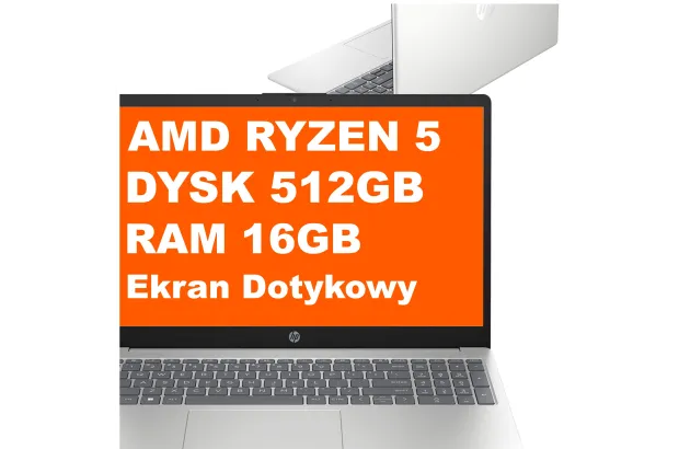 Laptop HP 15-fc0245dx / B58J6UA / Ryzen 5 / 16GB / 512GB / AMD Radeon / HD / Dotyk / Win 11 / Srebrny