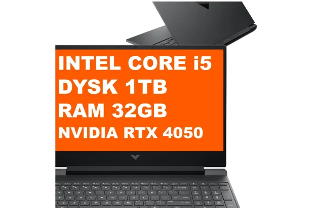 Laptop Gamingowy HP Victus 15-fa2082wm / B5EQ3UA / Intel i5 / 32GB / 1TB / RTX 4050 / FullHD / Win 11 / Czarny