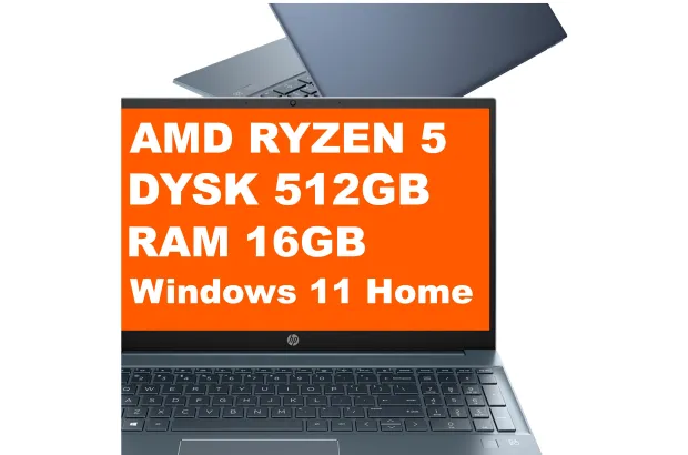 Laptop HP Pavilion 15-eh1052wm / 4J8D6UA / Ryzen 5 / 16GB / 512GB / Radeon / FullHD / Win 11 / Niebieski