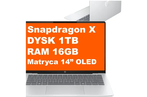 Laptop Biznesowy HP OmniBook 5 14-he0502na / C1ER7EA / Snapdragon X / 16GB / 1TB / Adreno / 2k / Win 11 / Srebrny