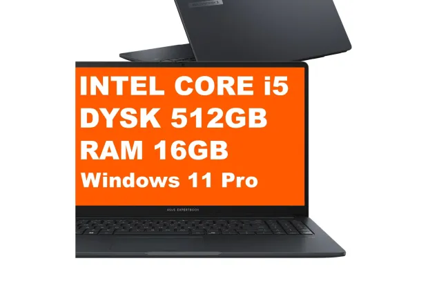 Laptop ASUS ExpertBook B1 B1503CVA-S75100X / 90NX0801-M05N60 / Intel i5 / 16GB / 512GB / Intel UHD / FullHD / Win11 Pro / Czarny