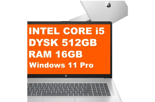 Laptop HP 17-cn3018ca / B58KVUA / Intel i5 / 16GB / 512GB / Intel Iris Xe / FullHD / Win 11 Pro / Srebrny