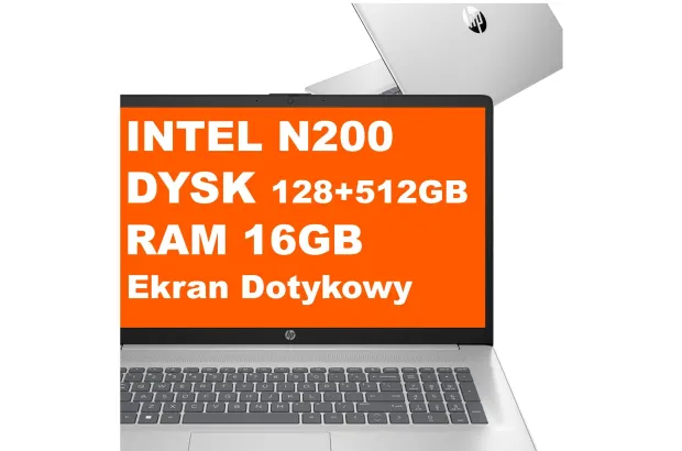 Laptop HP 17-cn3106ds / AD7J9UA / Intel N200 / 16GB / 128GB UFS + 512GB M.2 / Intel UHD / HD+ / Dotyk / Win 11 / Biały