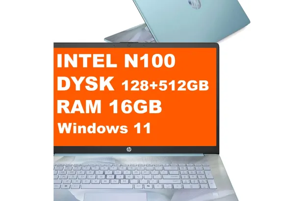 Laptop HP 17-cn3145ds / BK1C4UA / Intel N100 / 16GB / 128GB UFS + 512GB M.2 / Intel UHD / HD+ / Dotyk / Win 11 / Niebieski