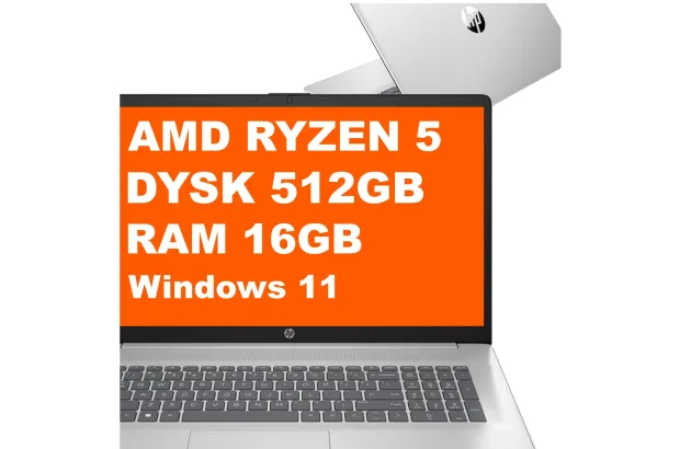 Laptop HP 17-cp3005dx / A9FY8UA / AMD Ryzen 5 / 16GB / 512GB / AMD Radeon / FullHD / Win 11 / Srebrny