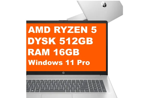 Laptop HP 17-cp3005dx / A9FY8UA / AMD Ryzen 5 / 16GB / 512GB / AMD Radeon / FullHD / Win 11 Pro / Srebrny