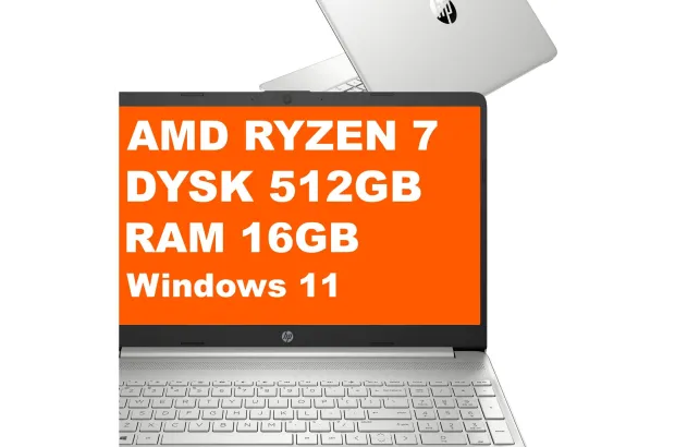 HP Laptop 15s-eq2804nw / 4H389EA / Ryzen 7 / 16GB / 512GB / AMD Radeon / FullHD / Win 11 / Srebrny