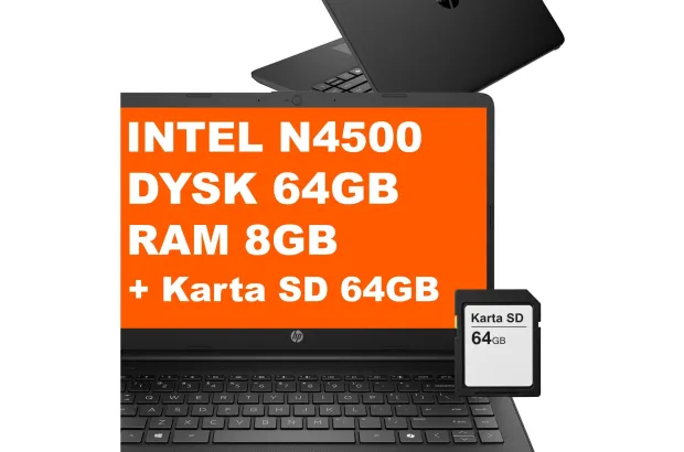 Laptop HP 14-dq0020nr / 47X75UA / Intel N / 8GB / 64GB eMMC + 64GB SD / Intel UHD 600 / HD / Win 11 / Czarny
