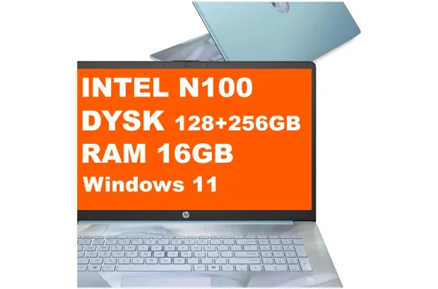 Laptop HP 17-cn3145ds / BK1C4UA / Intel N100 / 16GB / 128GB UFS + 256GB M.2 / Intel UHD / HD+ / Dotyk / Win 11 / Niebieski