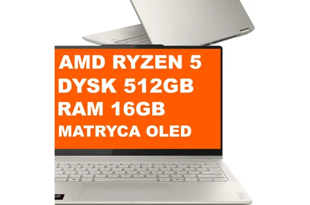 Laptop Lenovo Yoga 7 2w1 14AKP10 / 83JR0002US / Ryzen AI 5 / 16GB / 512GB / Radeon / WUXGA / OLED / Win 11 / Srebrny