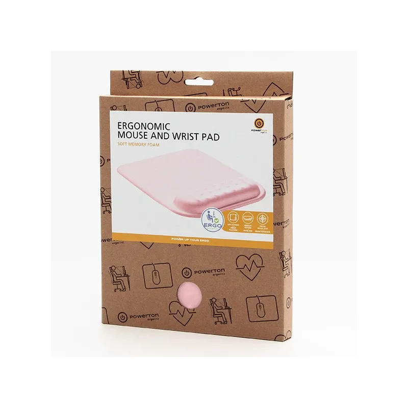 Podkładka pod mysz i nadgarstek z pianką memory Powerton ERGO PASTEL EDITION różowa