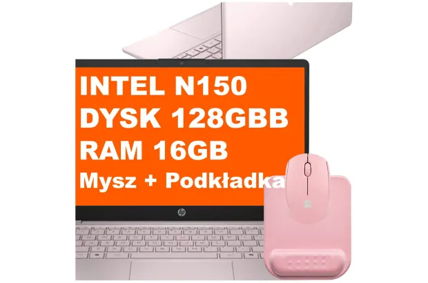 Laptop HP 14-ep2011wm / B5VU3UA / Intel N / 16GB / 128GB UFS / Intel UHD / HD / Mysz / Podkładka / Win 11 / Różowy