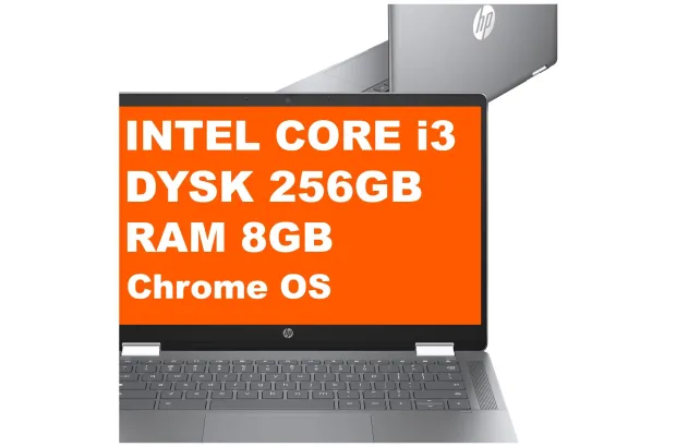 HP Chromebook x360 14b-cd0930nd / A2VN3EA / Core i3 / 8GB / 256GB / Intel UHD / FullHD / ChromeOS / Srebrny