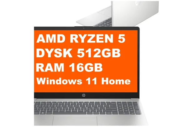 Laptop HP 15-fc0653nd / BU5N5EA / Ryzen 5 / 16GB / 512GB / AMD Radeon / FullHD / Win 11 / Srebrny