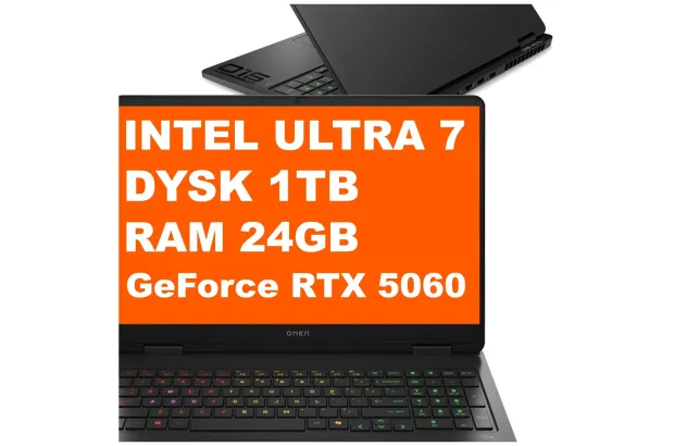 Laptop Gamingowy HP OMEN 16-am0627nd / CH8G3EA / Ultra 7 / 24GB / 1TB / RTX 5060 / 2k / Win 11 / Czarny